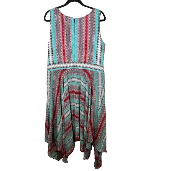 Signature by Robbie Bee Handkerchief Hem Maxi Dress 16W Boho Multicolor - Picture 2 of 12